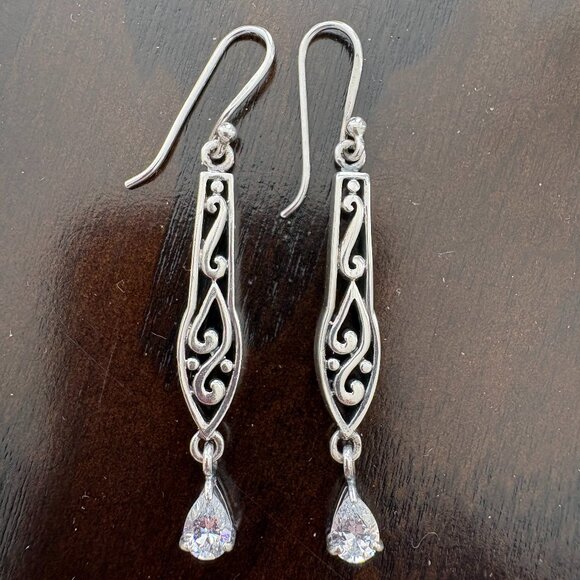 Silpada Jewelry - Silpada Sterling Silver Filigree Scroll Drop Dangle Earrings with CZ (W1080)